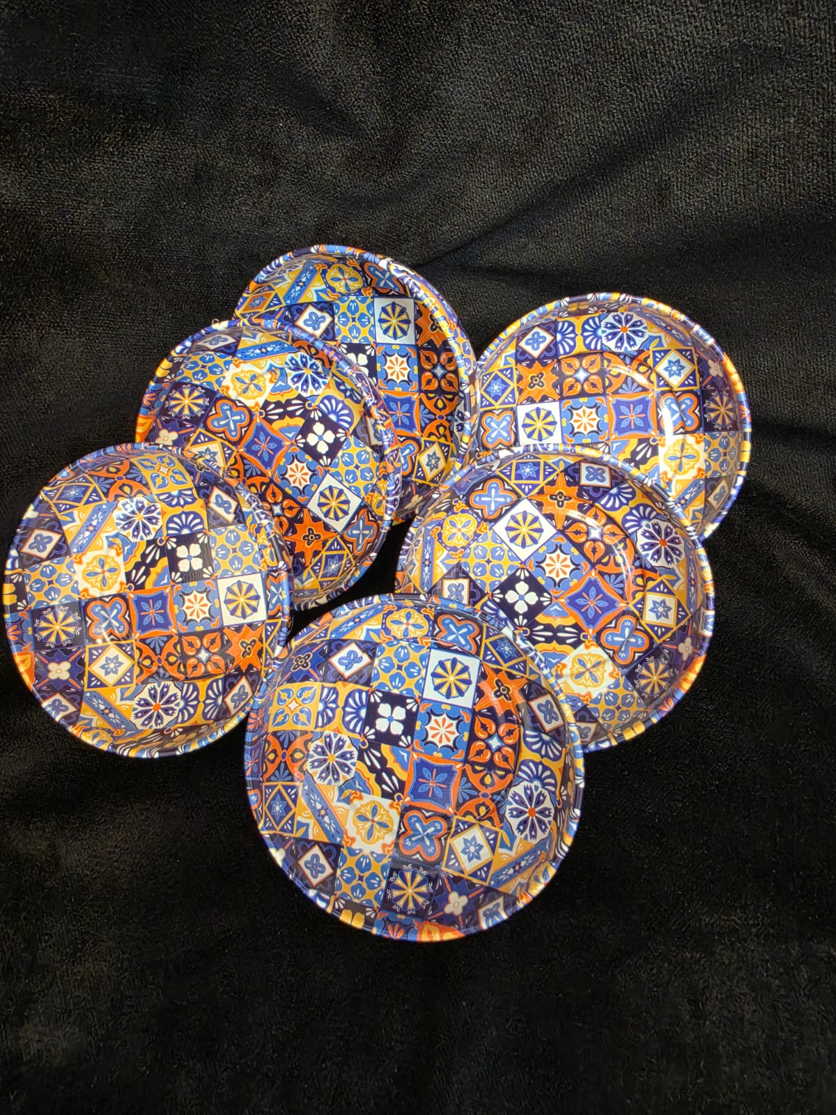 Otantik Desenli 6'lı Metal Çerez Kasesi Seti-1
